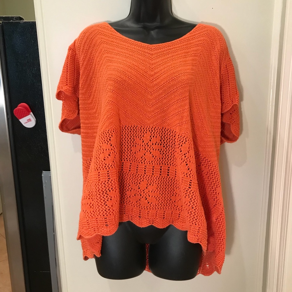 Cato Orange Knit Hole Top! Very cute!